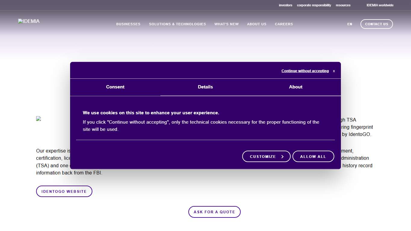 IdentoGO – enrolment centers across the US IDEMIA