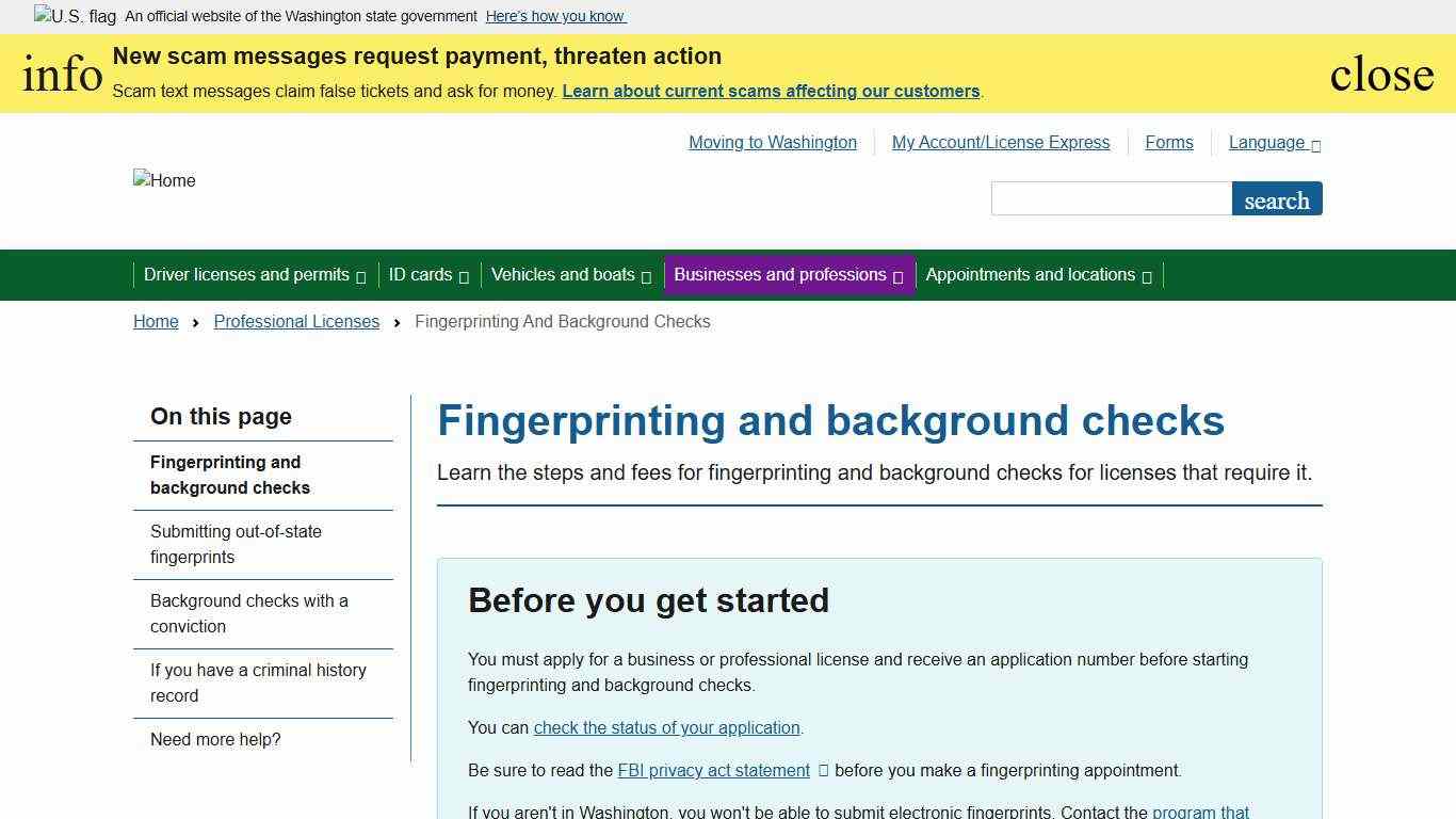 Fingerprinting and background checks Washington State Department of Licensing